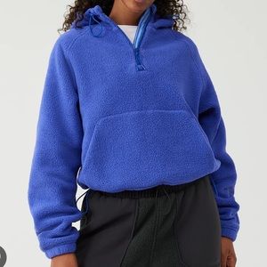 Outdoor voices primofleece 1/4 zip blue hoodie sweatshirt primo fleece crop
